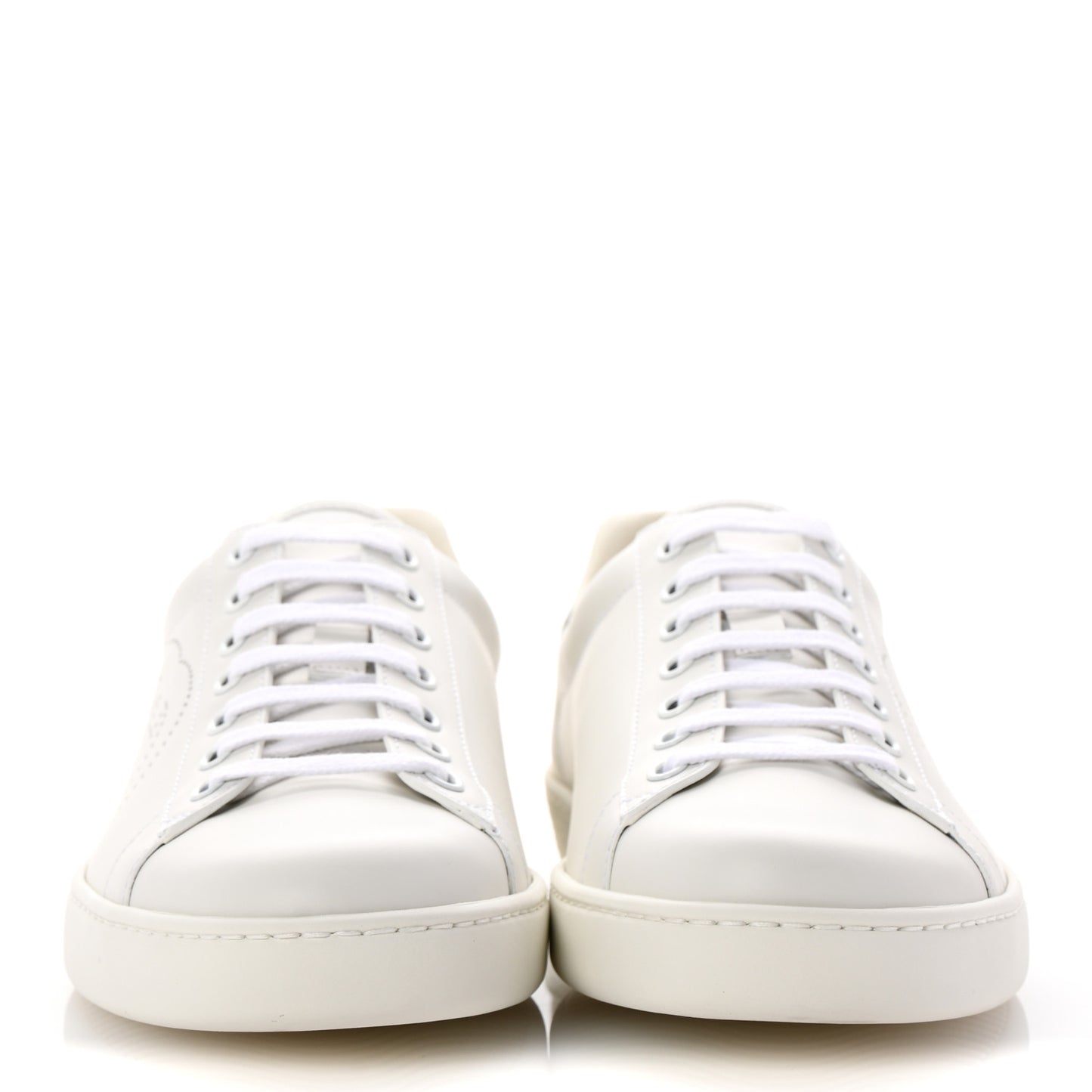 Calfskin Interlocking G Perforated Mens Ace Sneakers 8 White Grey Sky