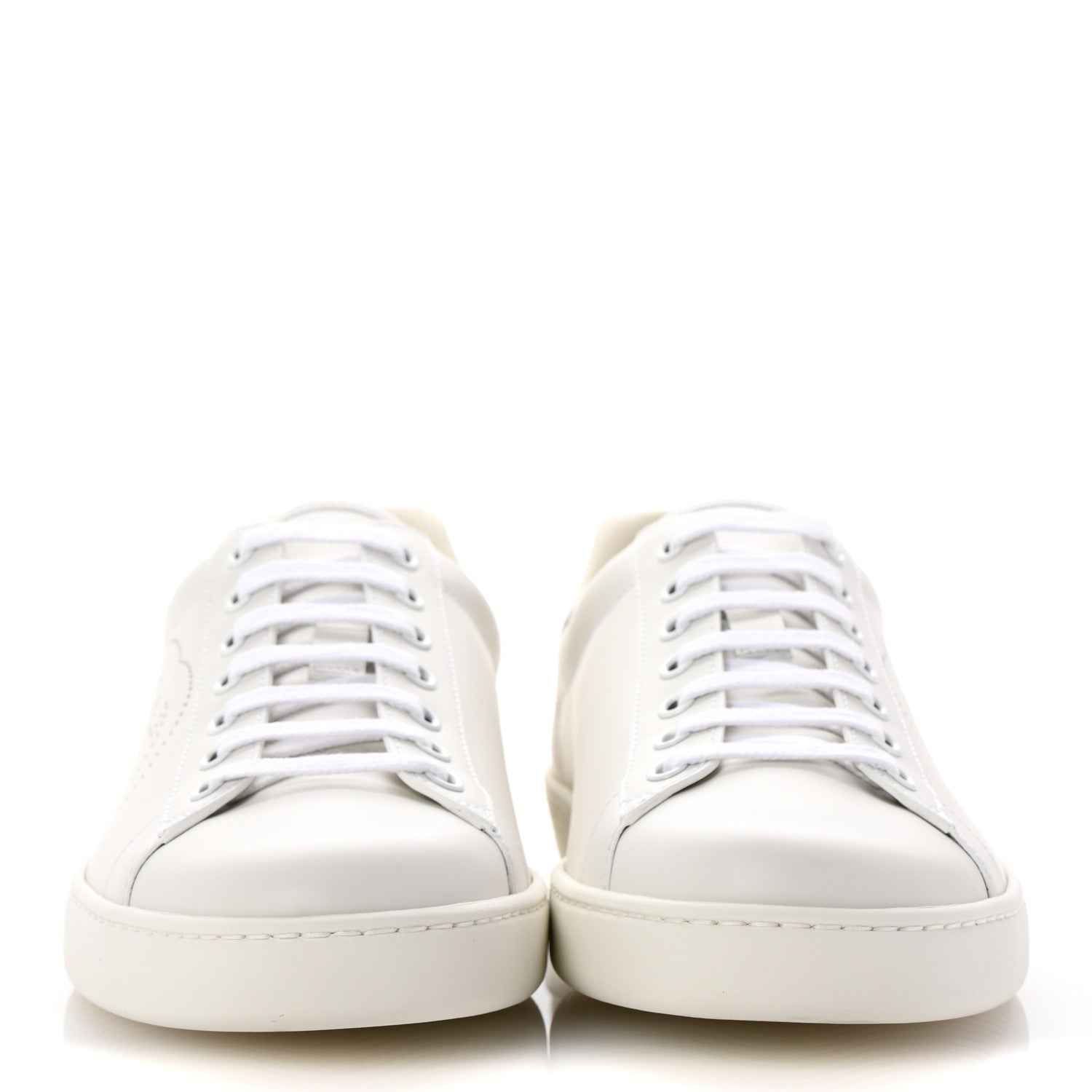 Gucci Calfskin Interlocking G Perforated Mens Ace Sneakers 8 White Grey Sky 3 of 10