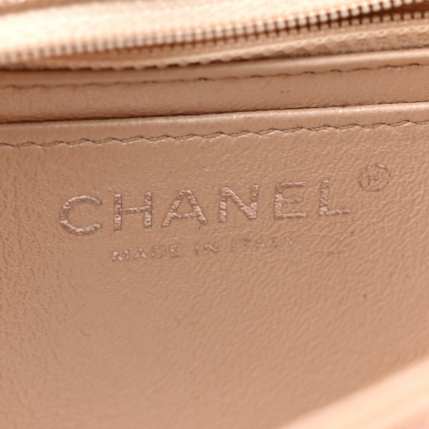 Iridescent Caviar Chevron Quilted Mini Rectangular Flap Light Gold