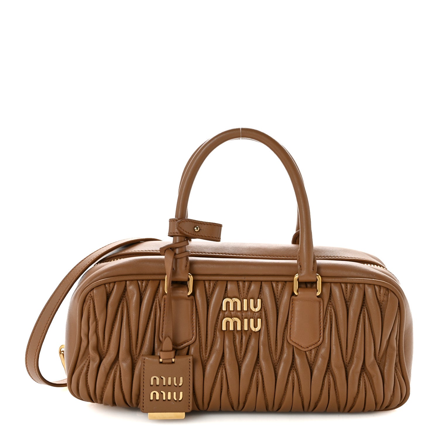 Miu Miu Nappa Matelasse Large Arcadie Top Handle Bag Caramel Caramel 1 of 11