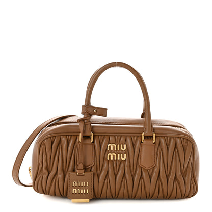 Miu Miu Nappa Matelasse Large Arcadie Top Handle Bag Caramel Caramel 1 of 11
