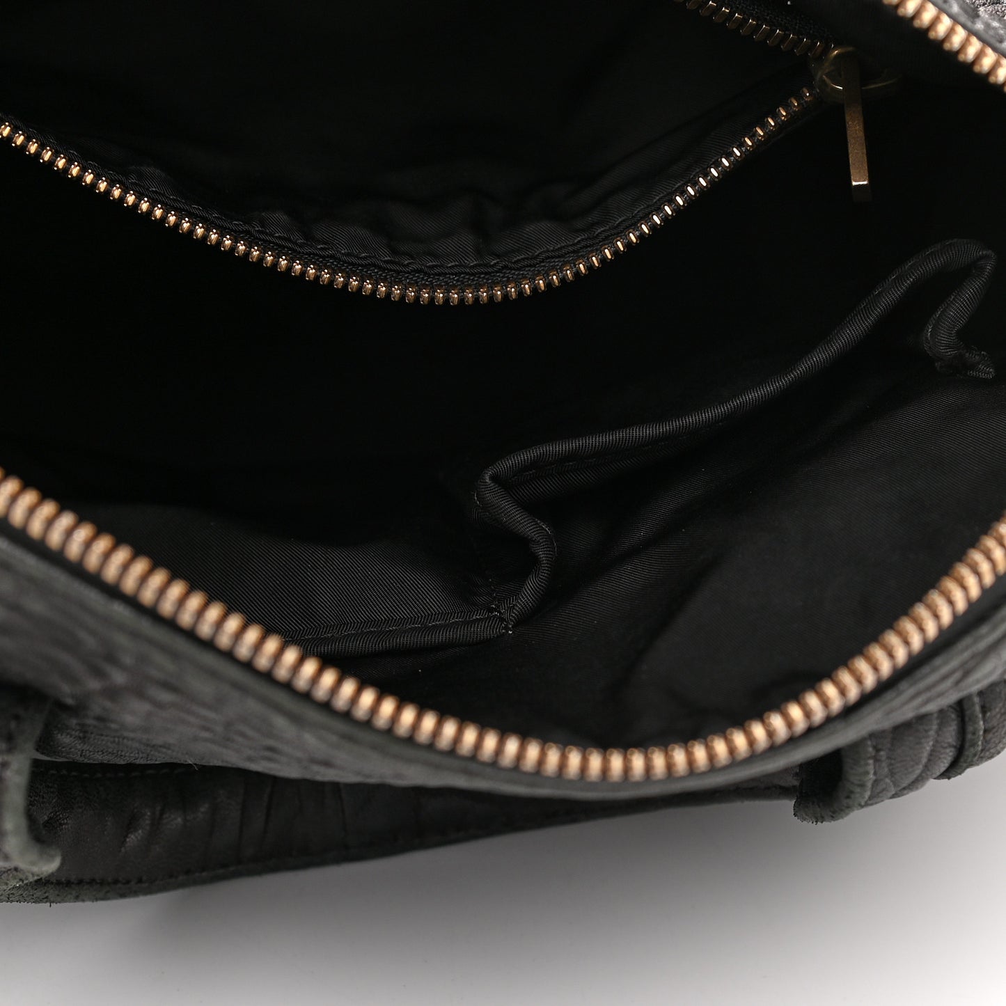 Pebbled Lambskin Rocco Black Pale Gold Hardware