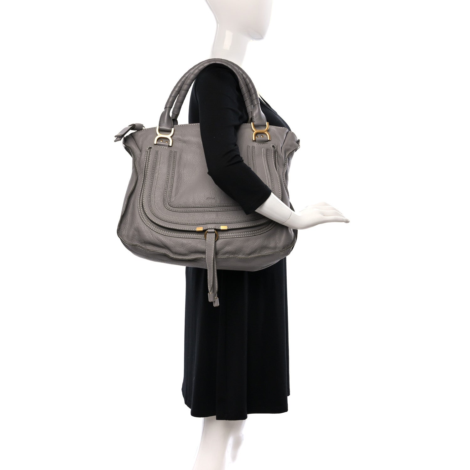 Chloe Calfskin Large Marcie Satchel Cashmere Grey 2 of 16