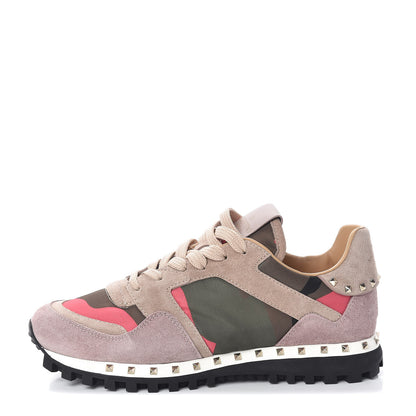 Valentino Garavani Suede Nylon Camouflage Womens Soul Rockstud Sneakers 37.5 Multicolor 1 of 8