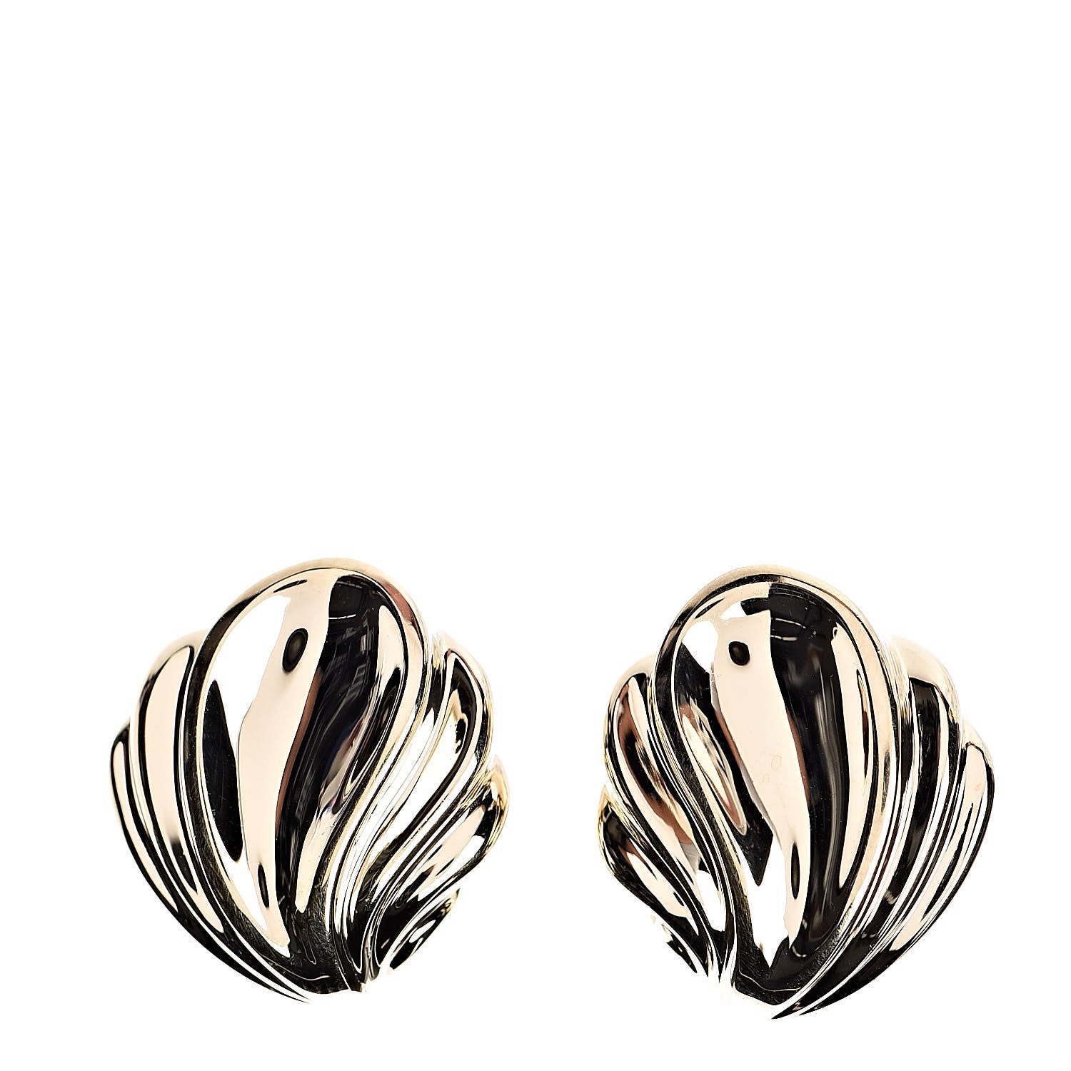 Tiffany 18K Yellow Gold Shell Clip On Earrings 1 of 4