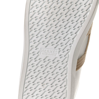 Hermes Calfskin Shearling Womens Avantage Sneakers 39.5 White Ecru 8 of 10