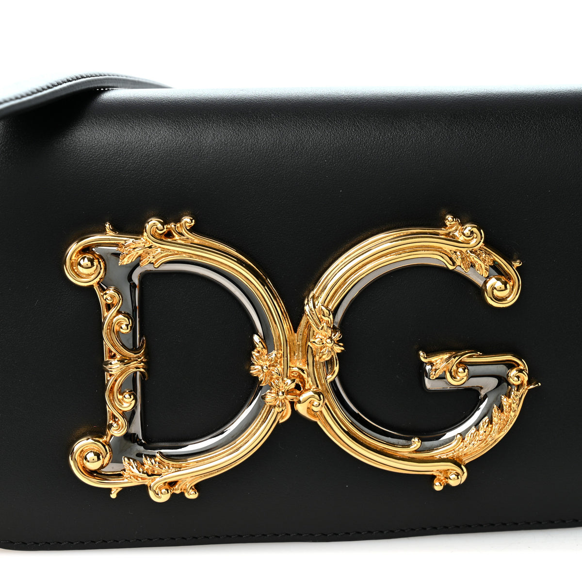 Dolce & Gabbana DOLCE GABBANA Calfskin DG Girls Phone Shoulder Bag Black 7 of 9
