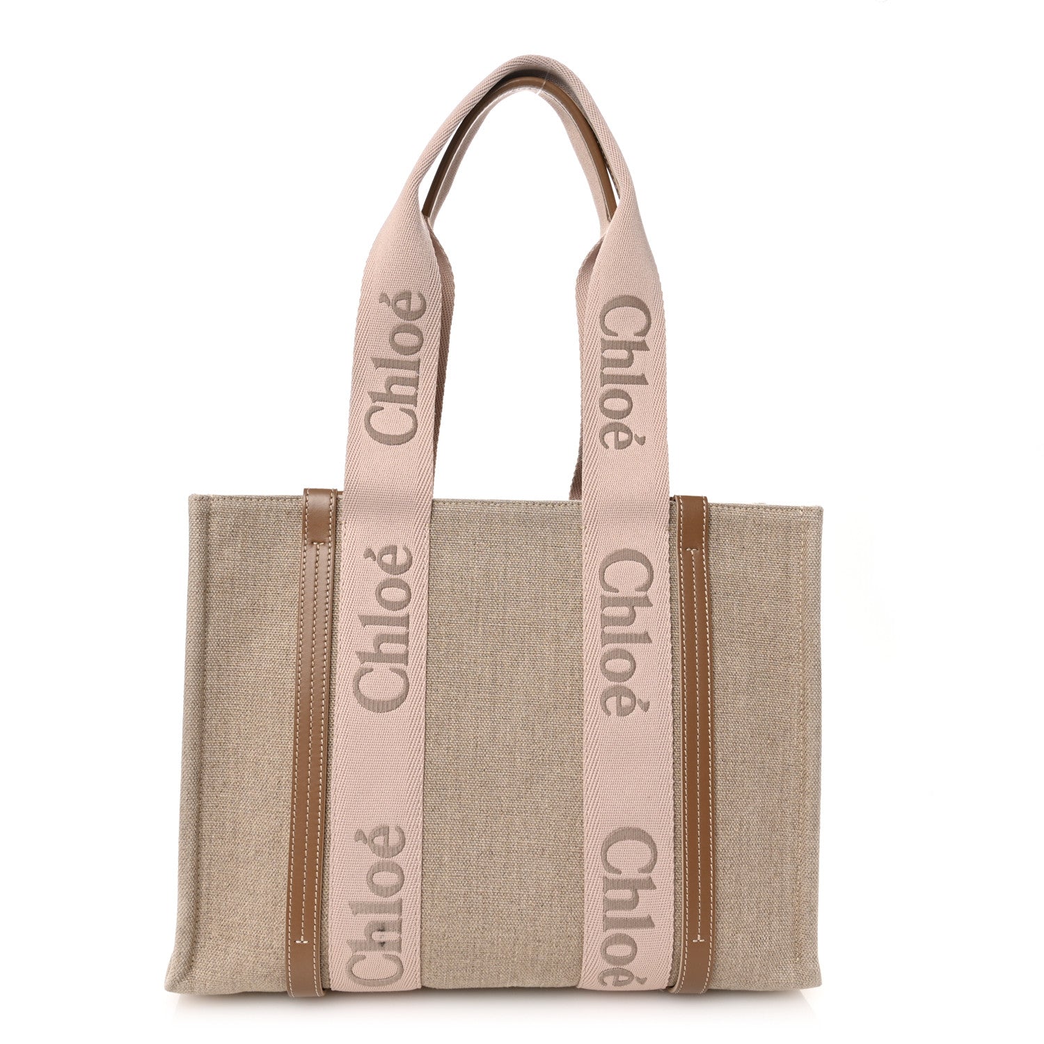 Chloe Linen Calfskin Medium Woody Ribbon Tote Blushy Beige 1 of 10