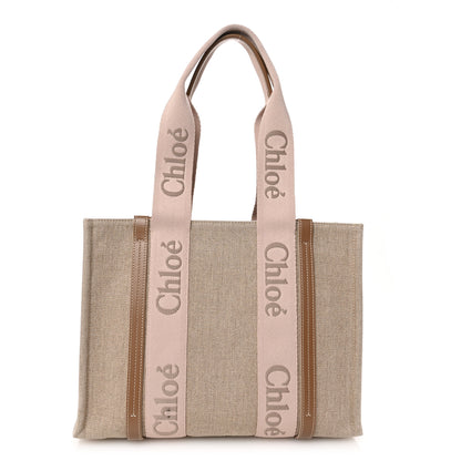 Chloe Linen Calfskin Medium Woody Ribbon Tote Blushy Beige 1 of 10