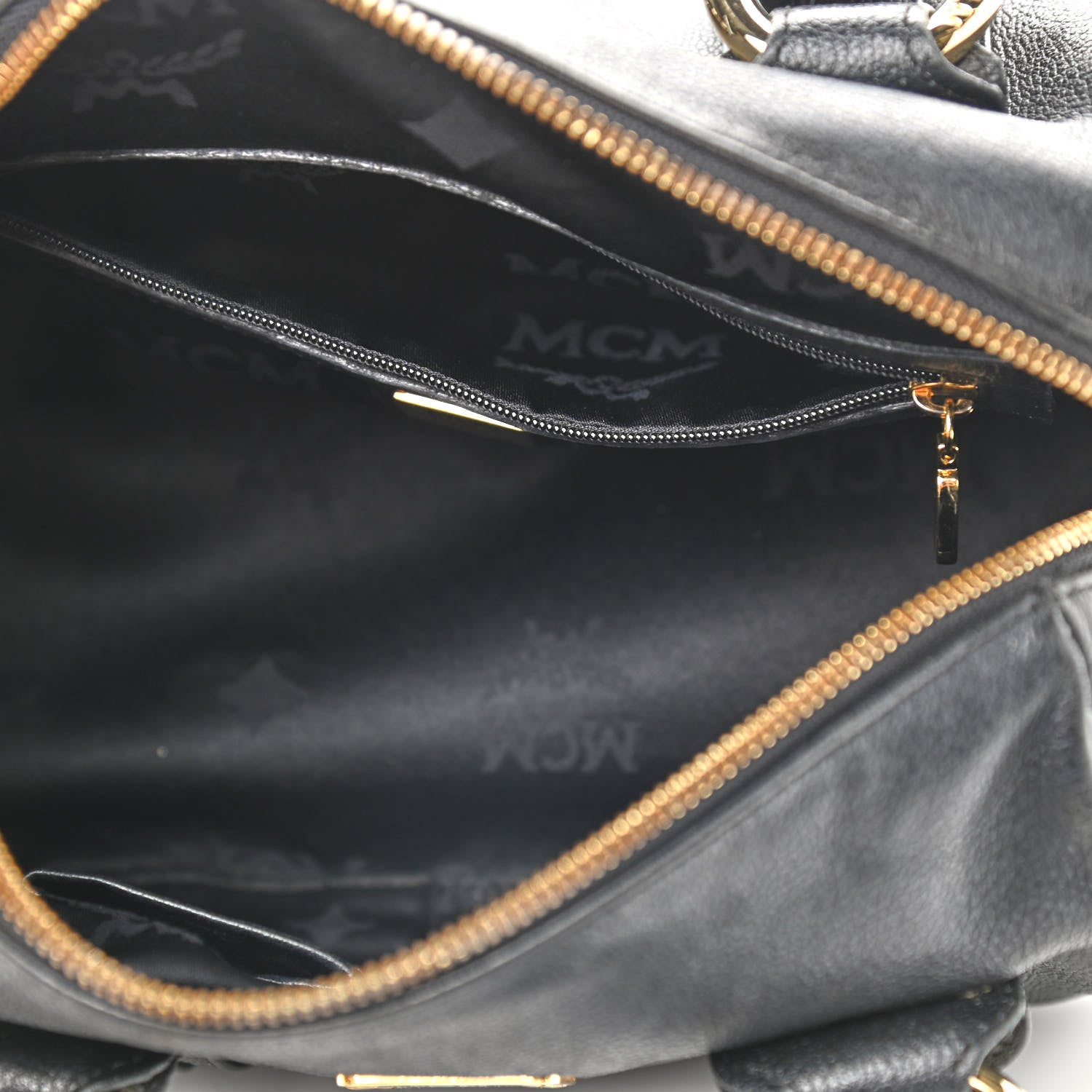 MCM Grained Calfskin Studded Boston Bag Black 7 of 11
