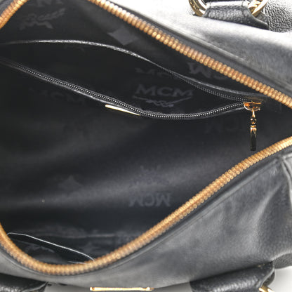 MCM Grained Calfskin Studded Boston Bag Black 7 of 11