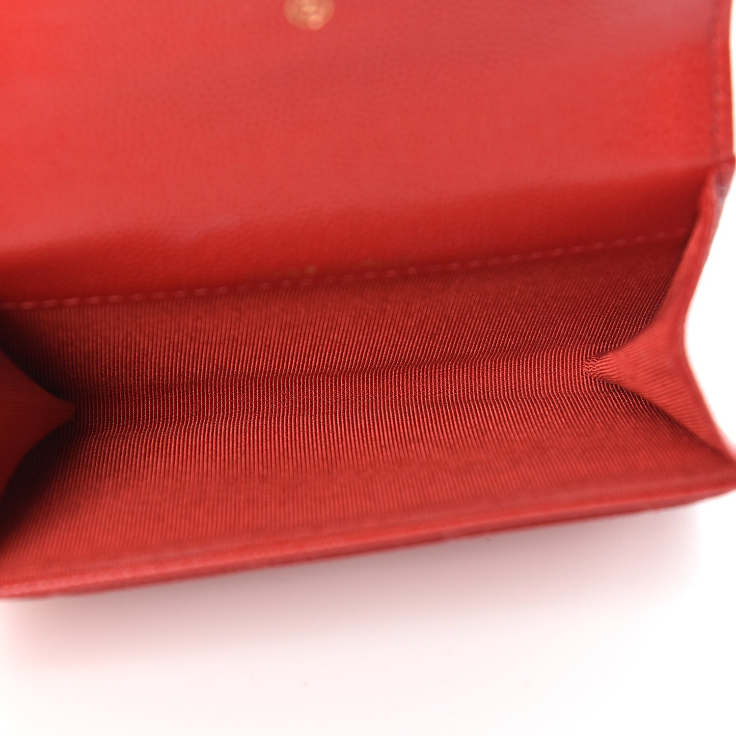 Caviar Quilted Flap Card Holder Wallet Red