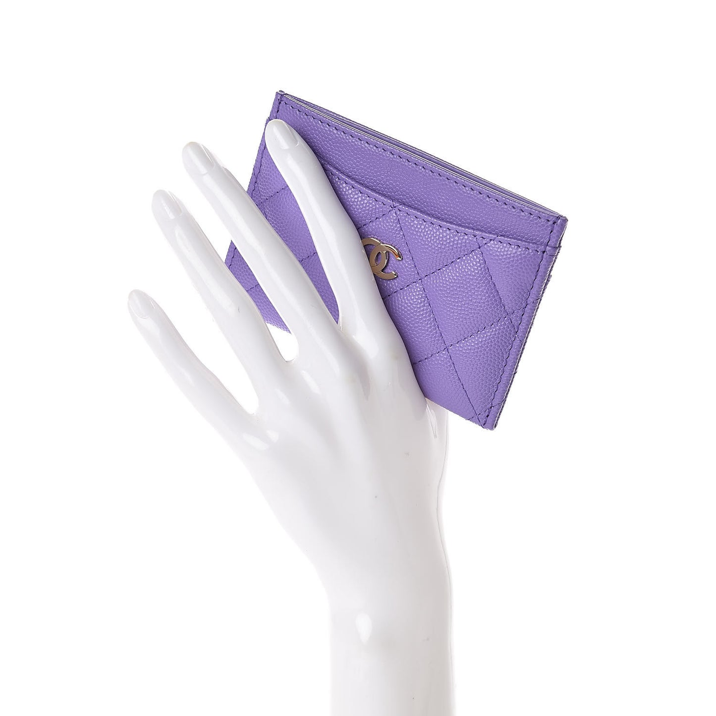 Caviar Quilted Card Holder Purple