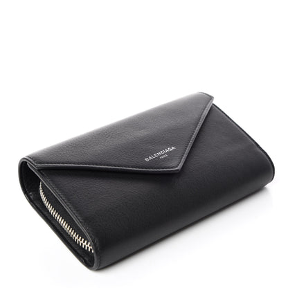 Balenciaga Calfskin Papier Money Zip Around Wallet Black 4 of 9