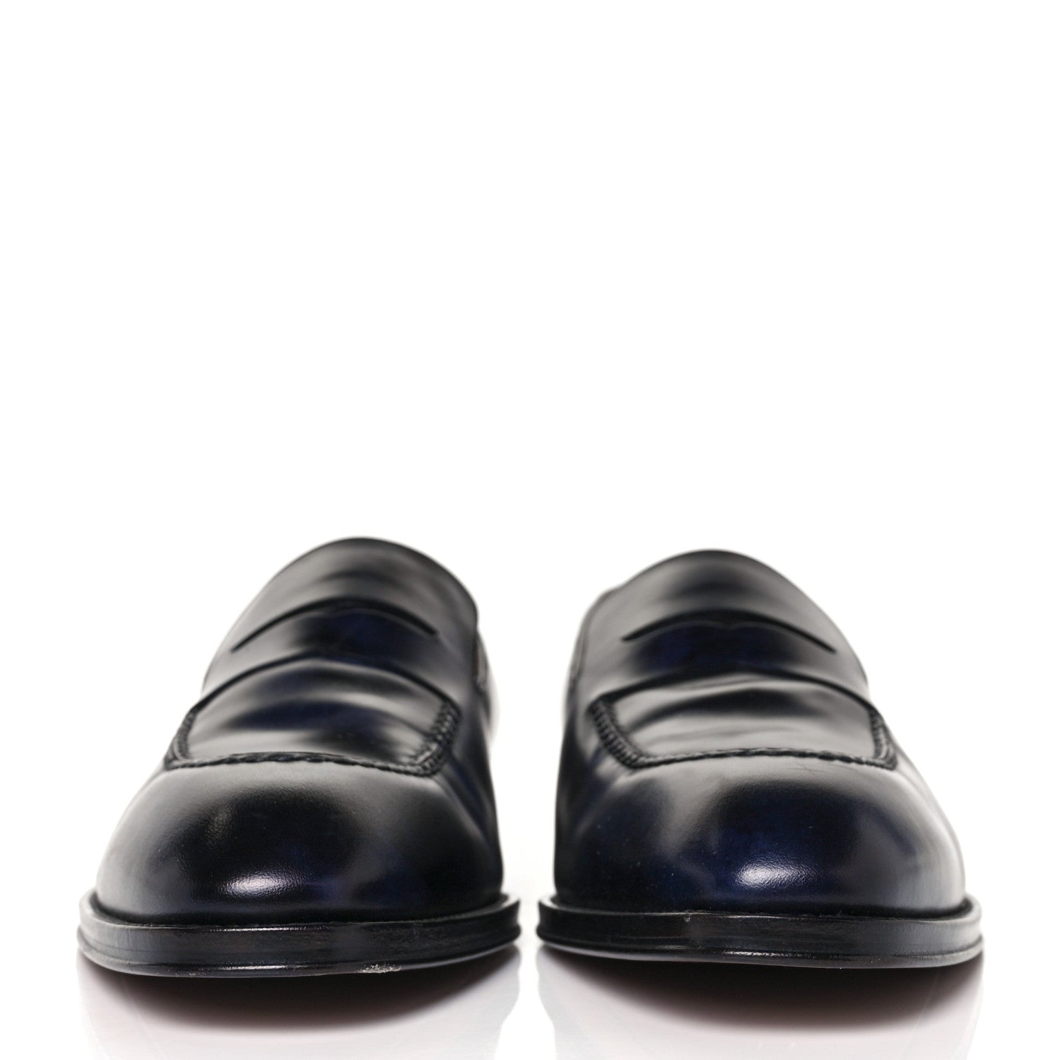 Louis Vuitton Waxed Calfskin Mens Vendome Loafers 7.5 Blue 2 of 8
