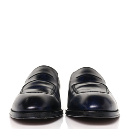 Louis Vuitton Waxed Calfskin Mens Vendome Loafers 7.5 Blue 2 of 8