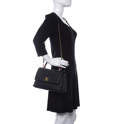 Chanel Caviar Elaphe Quilted Small Coco Handle Flap Black 2 of 9