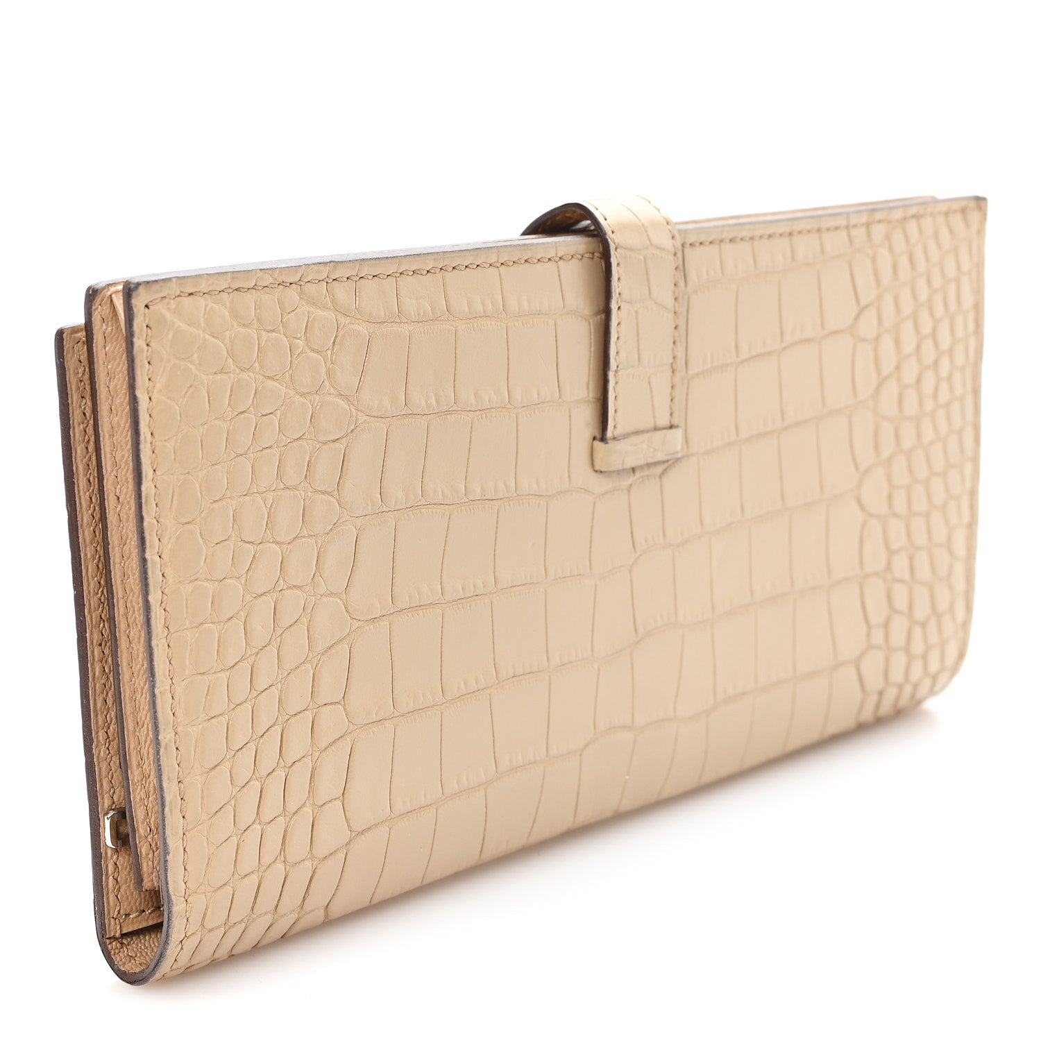 Hermes Matte Alligator Bearn Gusset Wallet Poussiere 1885129