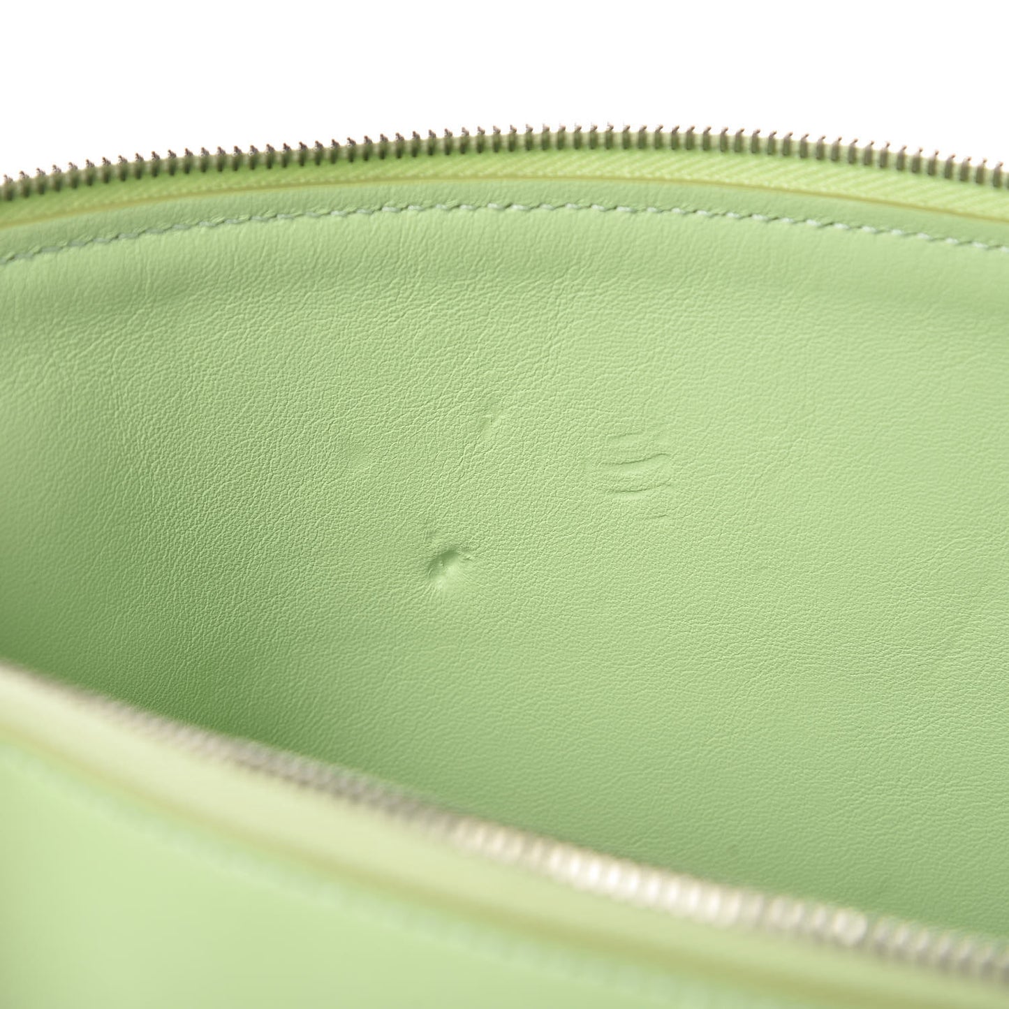 Plastic Bag with Cloudy Lambskin Solo Zip Pouch Clutch Lime
