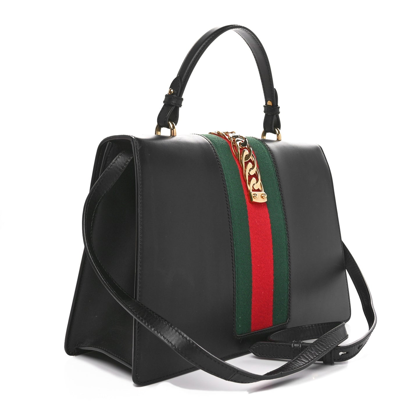 Calfskin Medium Sylvie Top Handle Bag Black