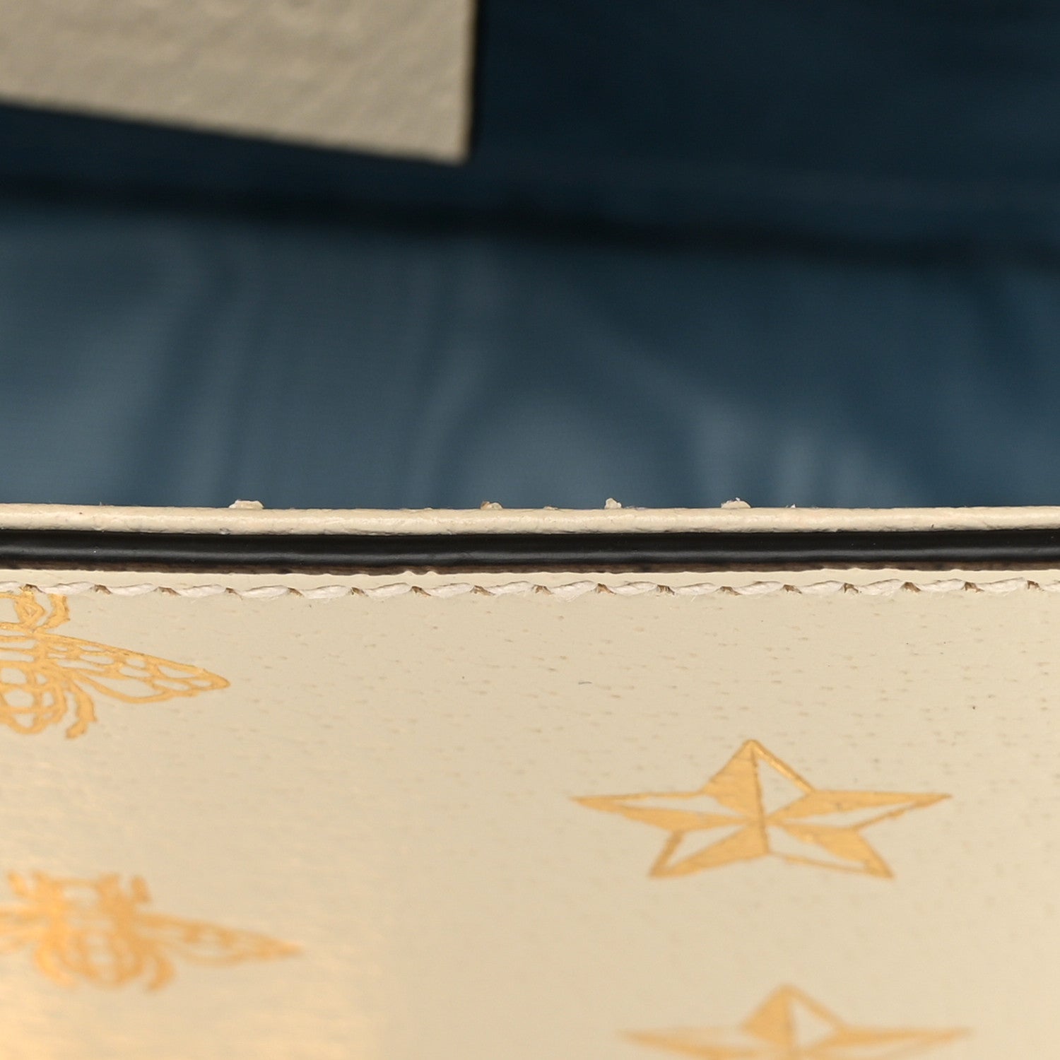 Gucci Textured Calfskin Bee Star Print Mini Sylvie Top Handle Bag Mystic White 11 of 14