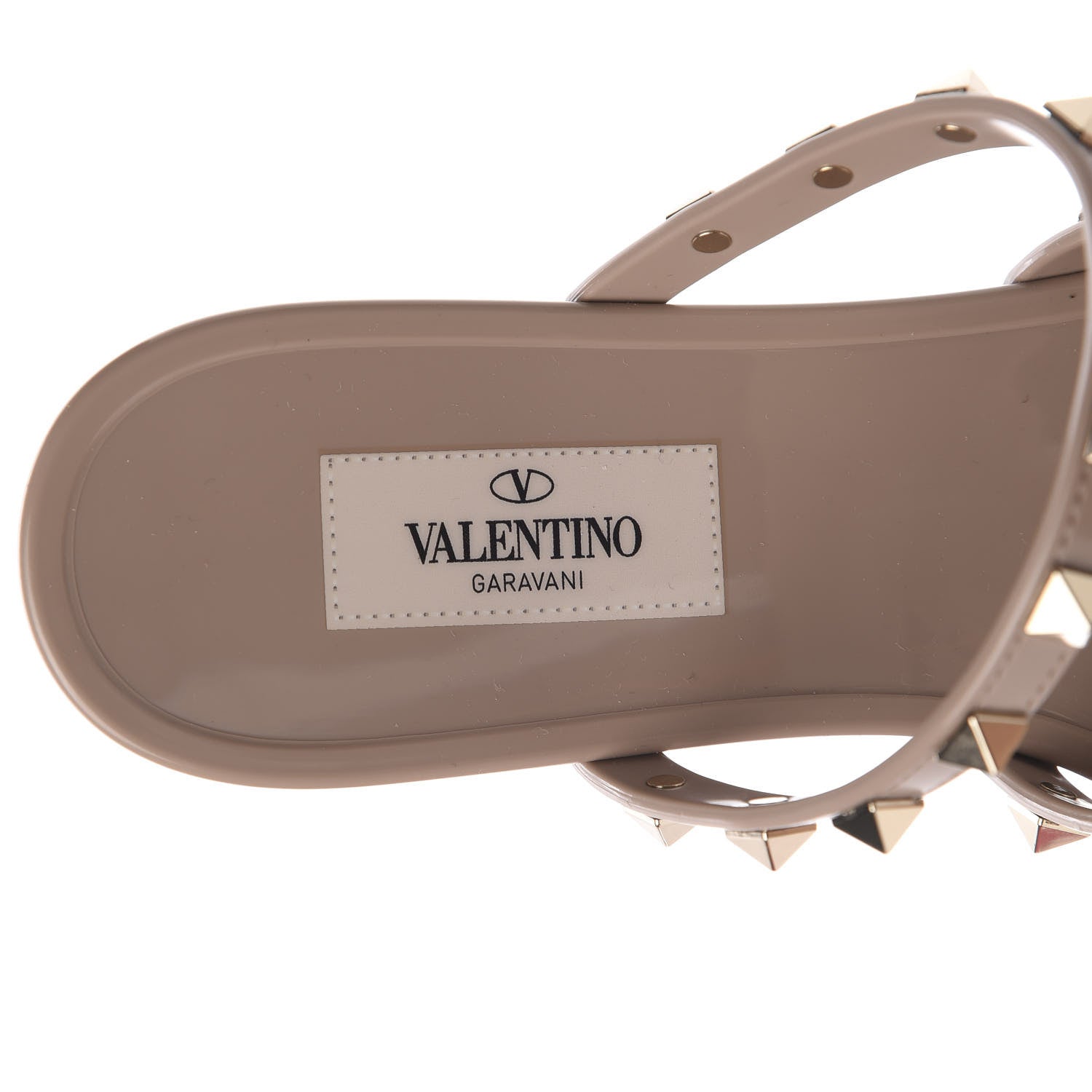 Valentino Garavani PVC Jelly Rockstud Caged Flat Thong Sandals 38 Poudre 7 of 8