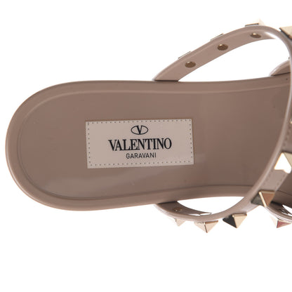 Valentino Garavani PVC Jelly Rockstud Caged Flat Thong Sandals 38 Poudre 7 of 8