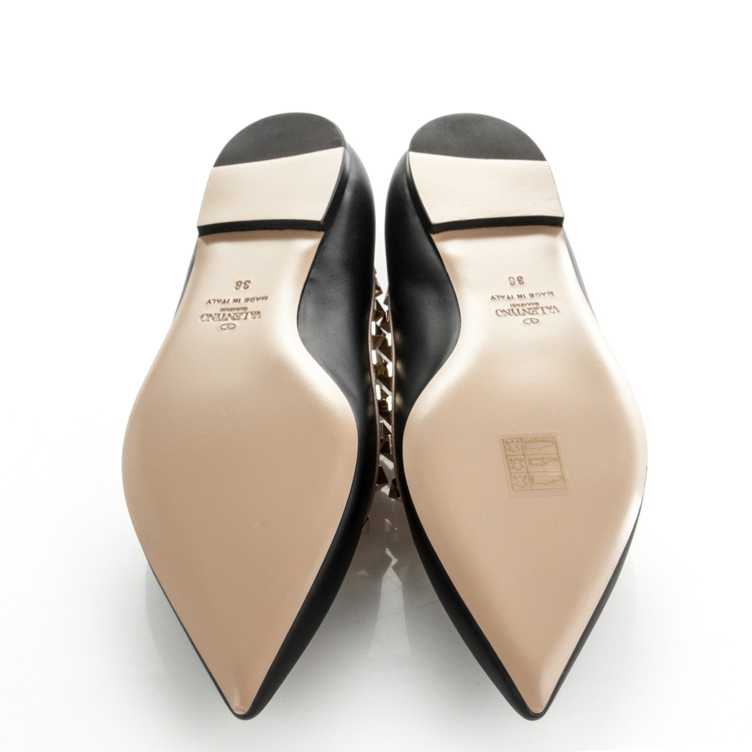 Valentino Garavani Nappa Rockstud Ballerina Flats 38 Black Poudre 5 of 8