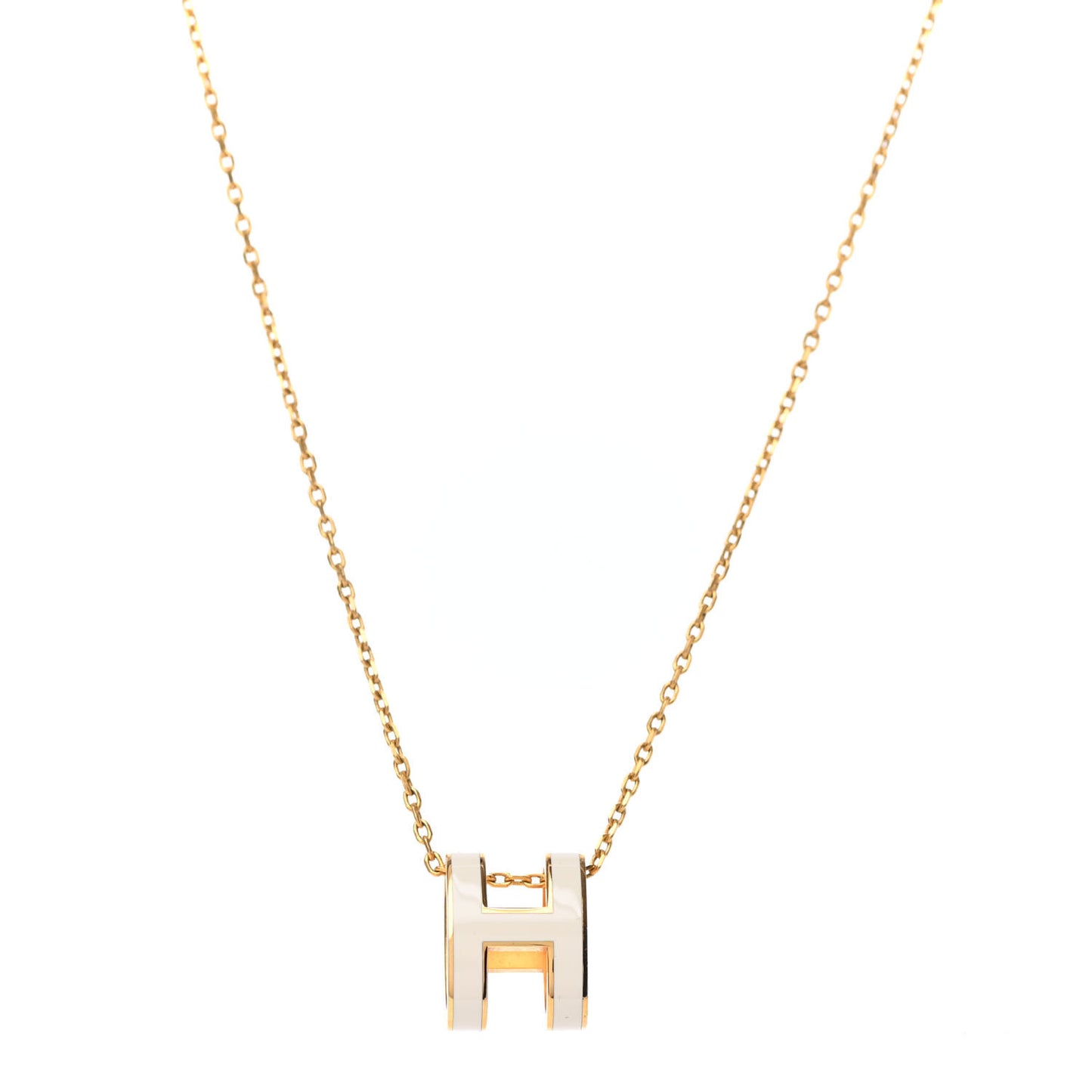 Lacquered Gold Pop H Pendant Necklace White