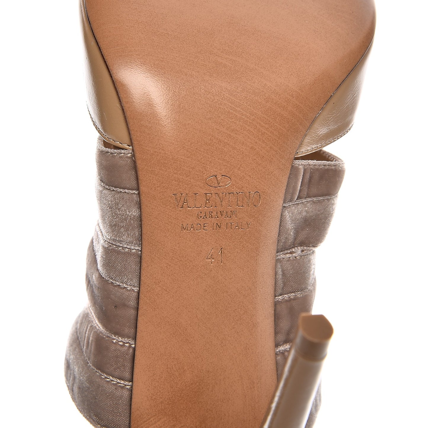 Calfskin Velvet Lace Up Pumps 41 Beige