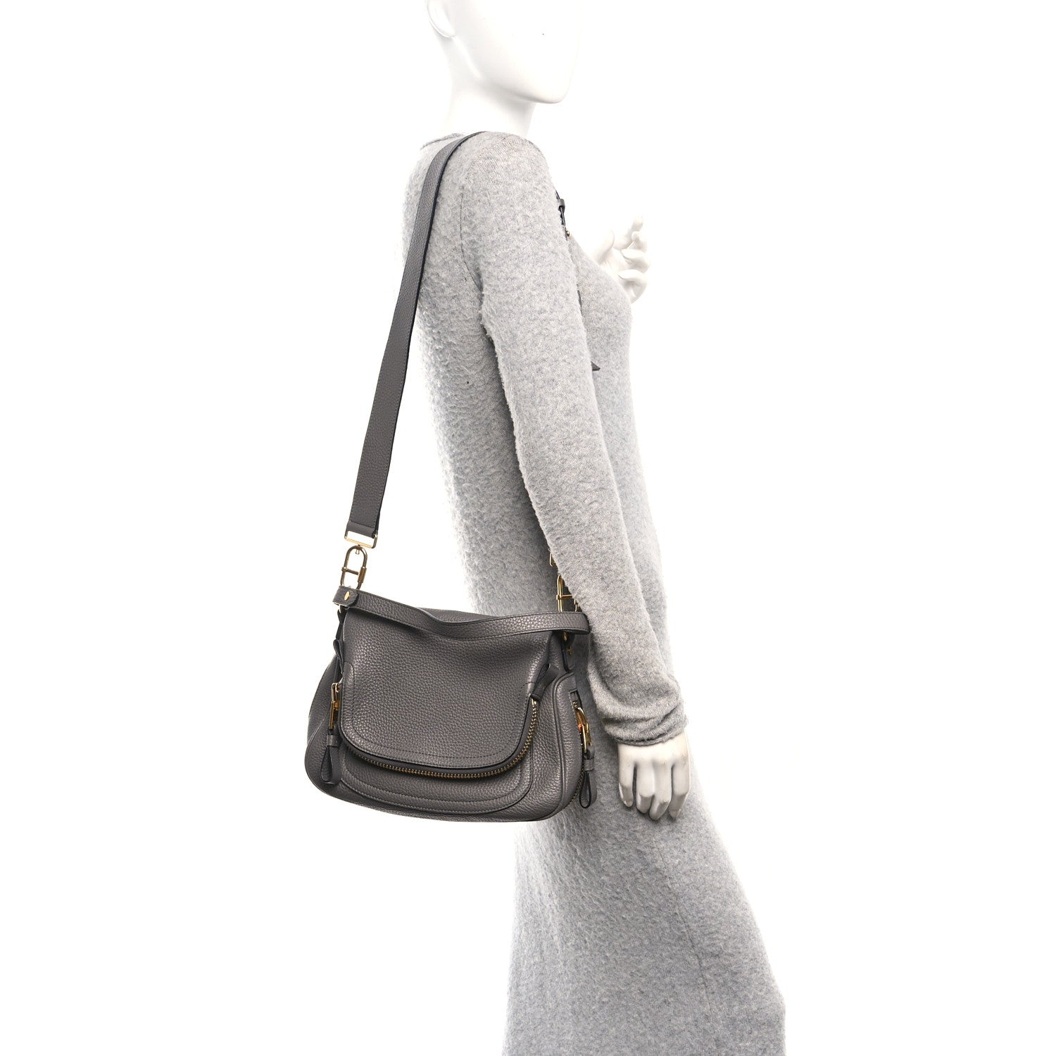 Tom Ford Calfskin Medium Jennifer Crossbody Grey 2 of 10