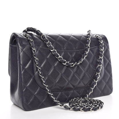 Chanel Caviar Quilted Jumbo Double Flap Navy Blue 3 of 8