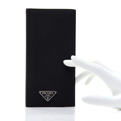 Prada Canvas Saffiano Metal Checkbook Cover Black 2 of 9