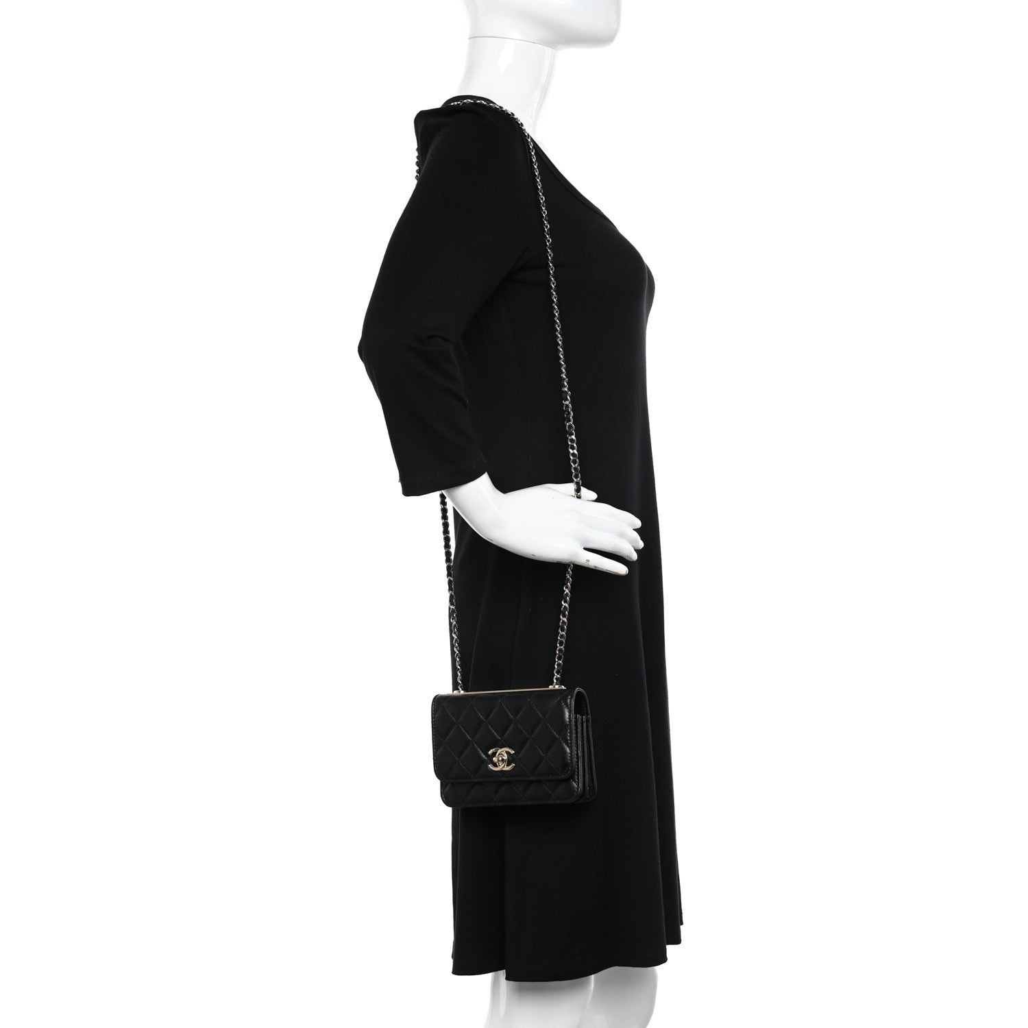 Chanel Lambskin Quilted Mini Trendy CC Wallet On Chain WOC Black 2 of 11