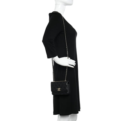 Chanel Lambskin Quilted Mini Trendy CC Wallet On Chain WOC Black 2 of 11