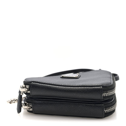 Prada Saffiano Mini Triangle Crossbody Pouch Black 4 of 10
