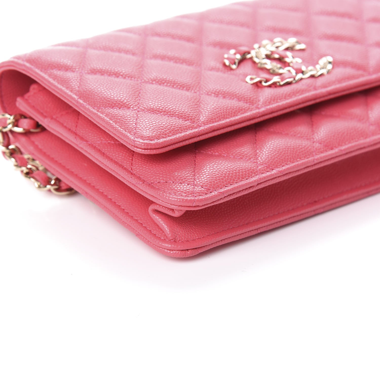 Chanel Caviar Quilted French New Wave Chain CC Wallet On Chain WOC Pink 8 of 9