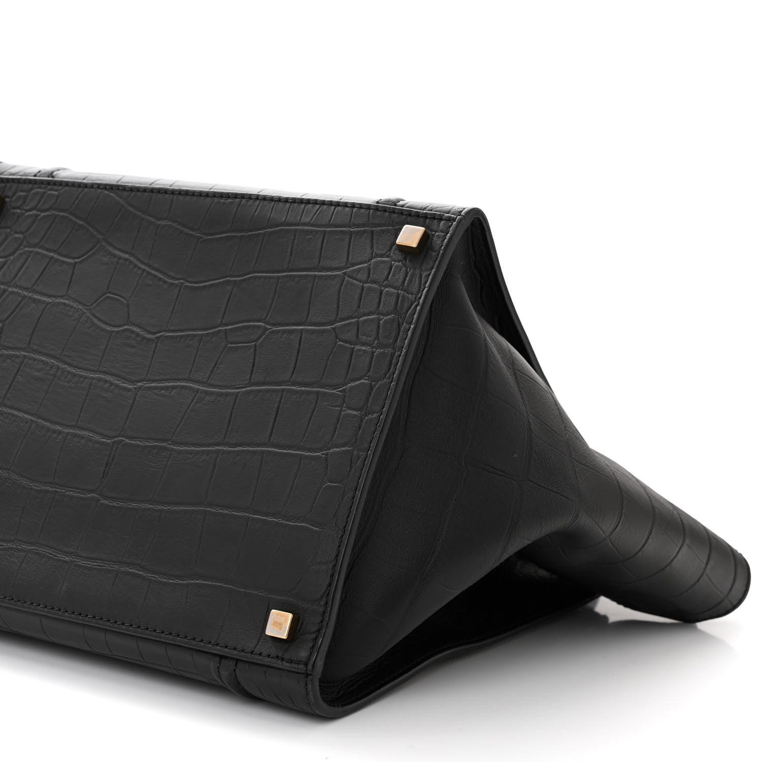 Celine Crocodile Embossed Calfskin Medium Phantom Luggage Black 10 of 10
