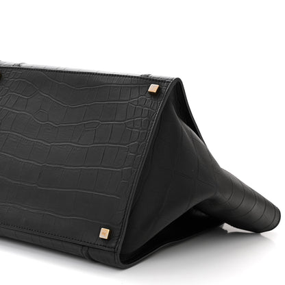 Celine Crocodile Embossed Calfskin Medium Phantom Luggage Black 10 of 10