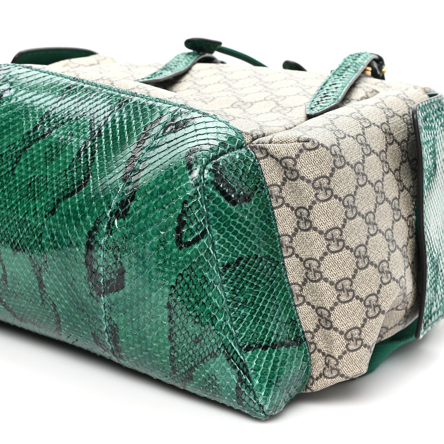 Gucci GG Supreme Monogram Snakeskin Ophidia Double Buckle Backpack Brown Green 10 of 10