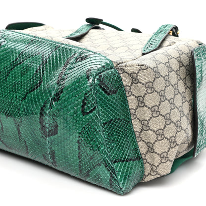 Gucci GG Supreme Monogram Snakeskin Ophidia Double Buckle Backpack Brown Green 10 of 10