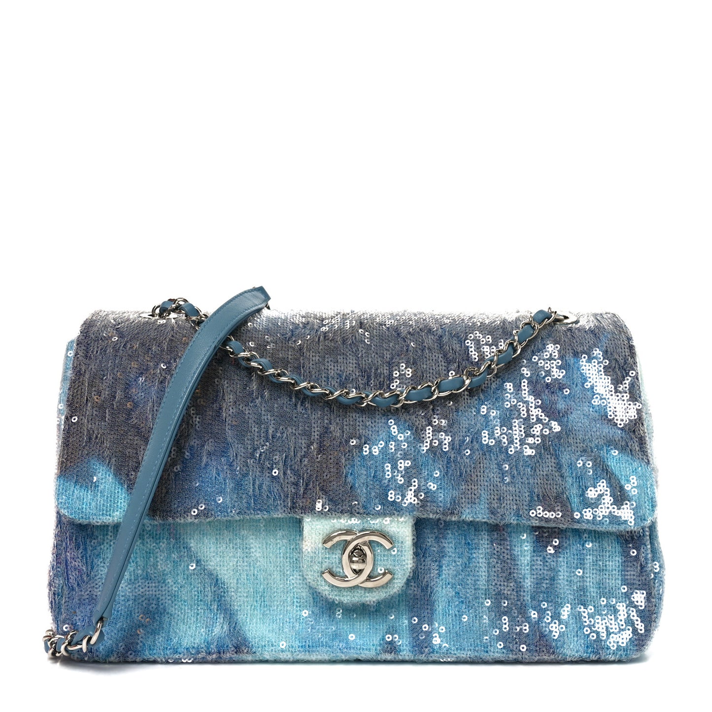 Sequin Large Waterfall Flap Light Blue