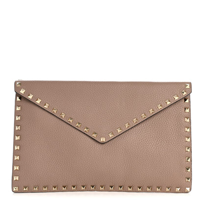 Valentino Garavani Vitello Medium Rockstud Envelope Flat Wristlet Pouch Poudre 1 of 10