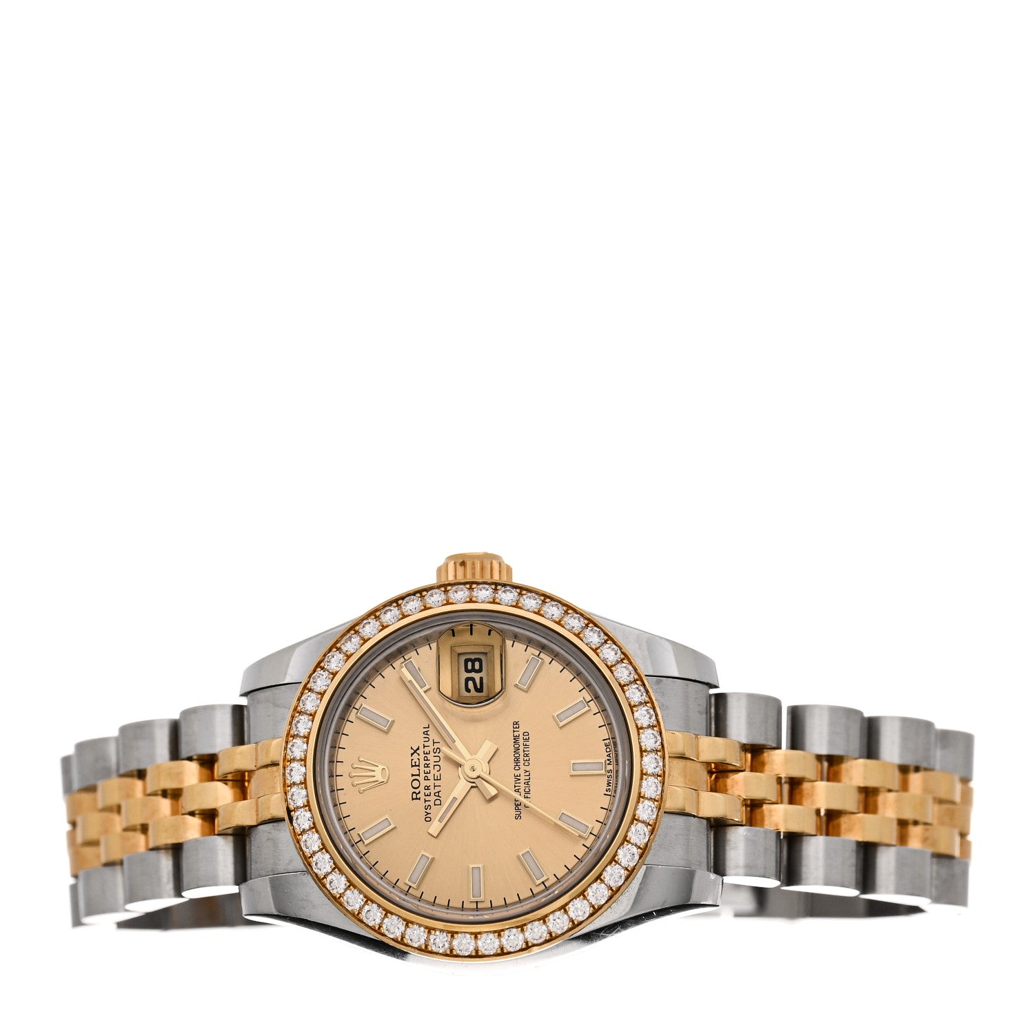 Rolex Stainless Steel 18K Yellow Gold Diamond 26mm Oyster Perpetual Datejust Watch Champagne 179383 2 of 5