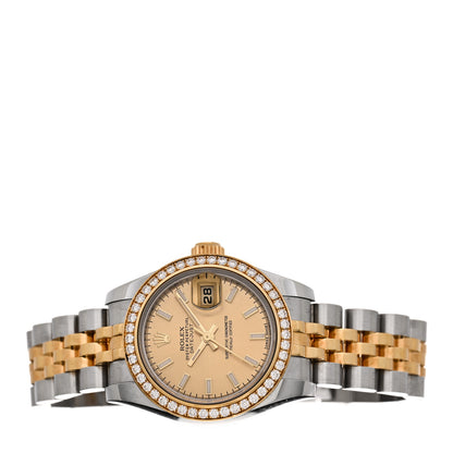 Rolex Stainless Steel 18K Yellow Gold Diamond 26mm Oyster Perpetual Datejust Watch Champagne 179383 2 of 5