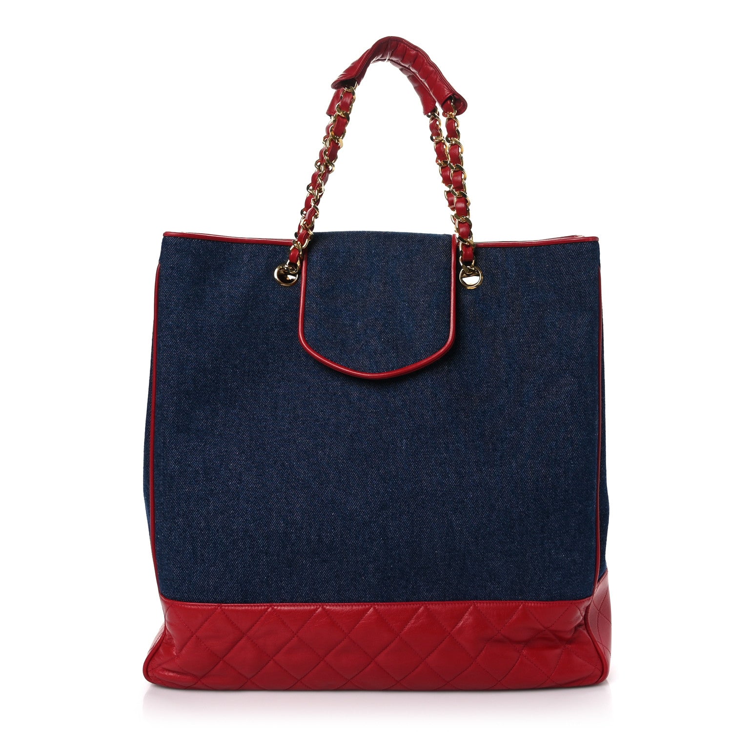 Chanel Denim Lambskin Tote Blue Red 1 of 9