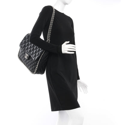 Chanel Washed Lambskin Quilted Maxi Chain Around Flap Black 2 of 8