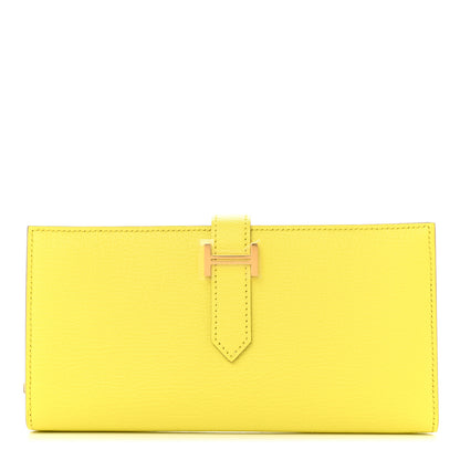 Hermes Chevre Mysore Bearn Gusset Wallet Soufre 1 of 6
