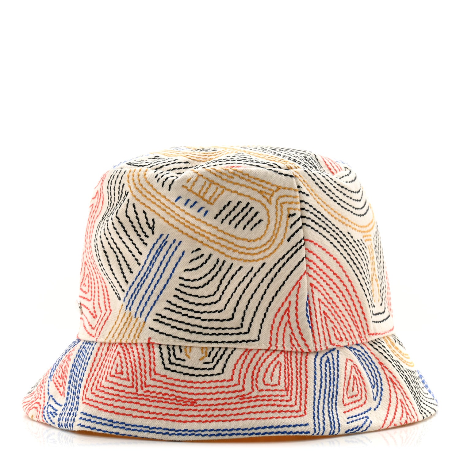 Hermes Cotton Eperon D'Or Embroidered Calvi Bucket Hat 56 Blanc Casse 1 of 10