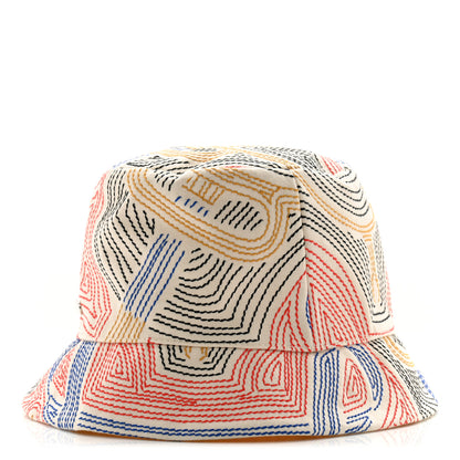 Hermes Cotton Eperon D'Or Embroidered Calvi Bucket Hat 56 Blanc Casse 1 of 10